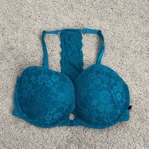 Teal Lace Women's Push Up Front Clasp Bra